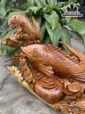 Tượng Cá Chép Mẫu Tử Gỗ Hương Cao 38 Ngang 56 Sâu 27 (cm)