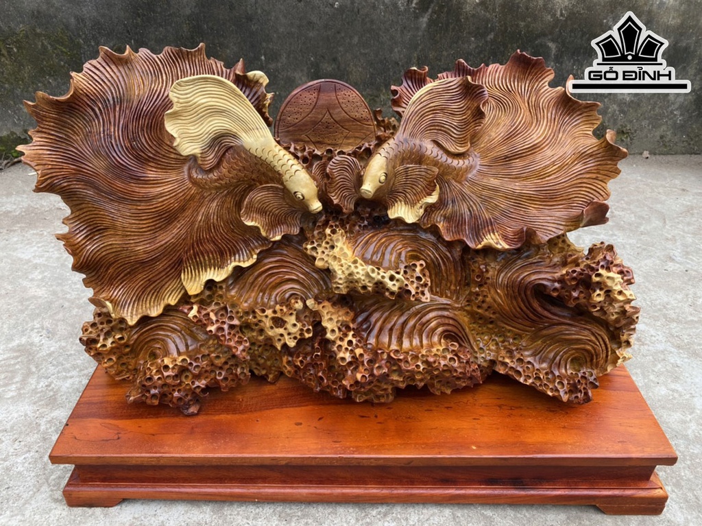 Tượng Cá Xiêm Gỗ Hương Cao 43 Ngang 73 Sâu 33 (cm)
