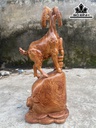 Tượng Dê Phong Thủy Gỗ Hương Cao 56 Ngang 22 Sâu 20 (cm)