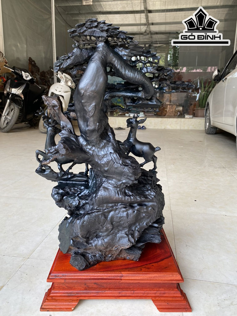 Tượng Dê Phong Thủy Gỗ Mun Sừng Cao 62 Ngang 47 Sâu 28 (cm)