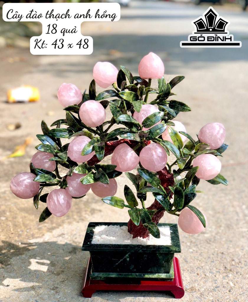 Cây Đào Đá Thạch Anh Hồng Cao 43 Ngang 48 (cm) 9kg