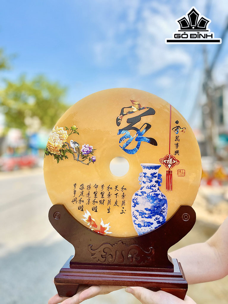 Tác Phẩm Đồng Điếu Đá Ngọc Hoàng Long Cao 30 (cm)