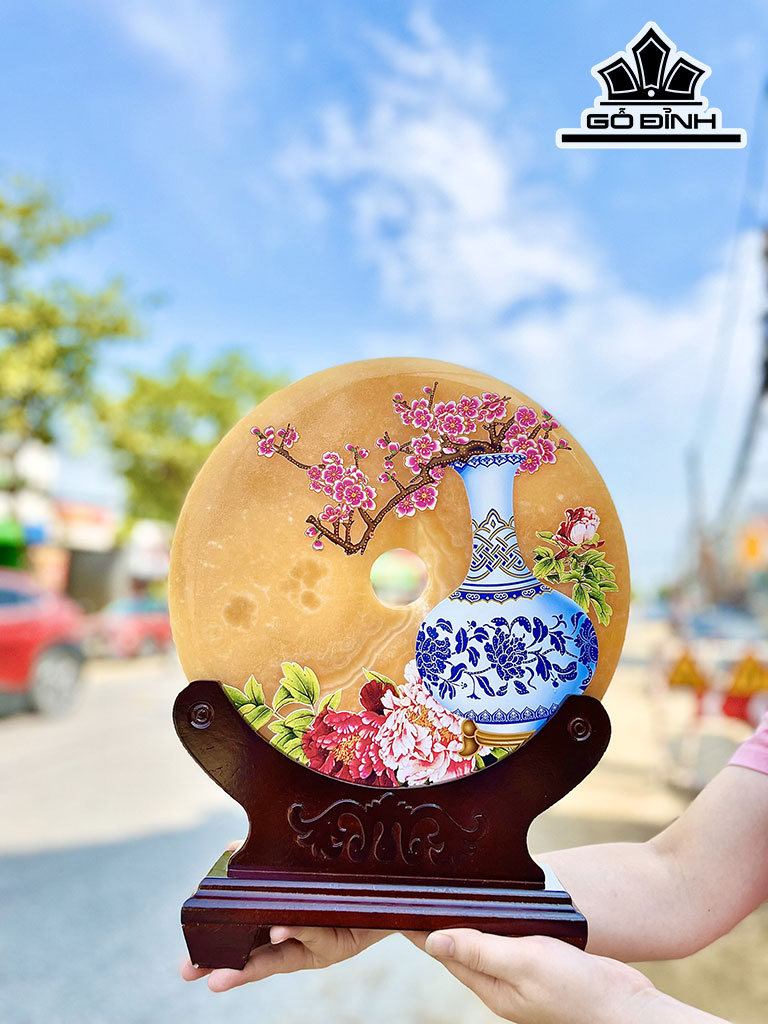 Tác Phẩm Đồng Điếu Đá Ngọc Hoàng Long Cao 30 (cm)