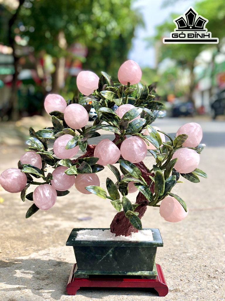Cây Đào Đá Thạch Anh Hồng Cao 43 Ngang 48 (cm) 9kg