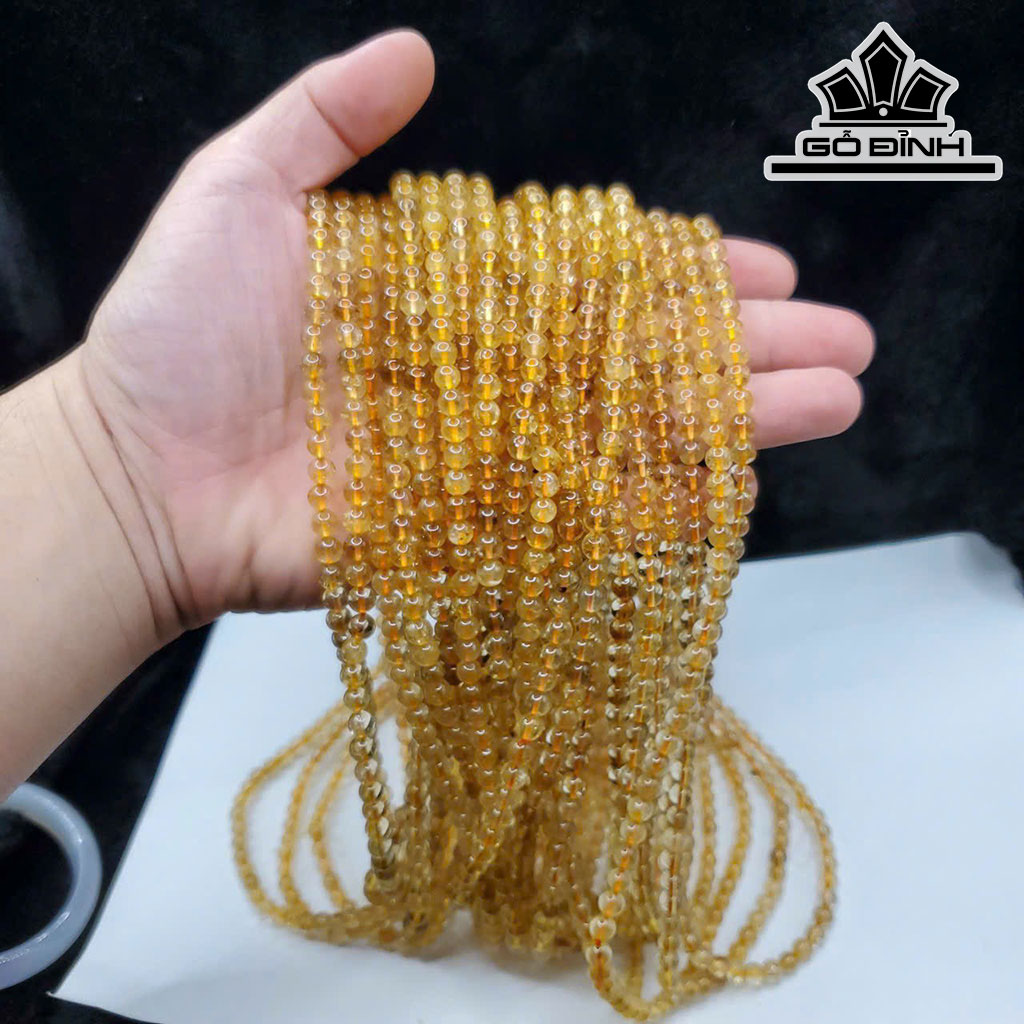 Chuỗi Đá Thạch Anh Tóc Vàng Đường Kính Hạt 5,8 (mm)