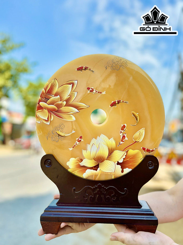 Tác Phẩm Đồng Điếu Đá Ngọc Hoàng Long Cao 30 (cm)