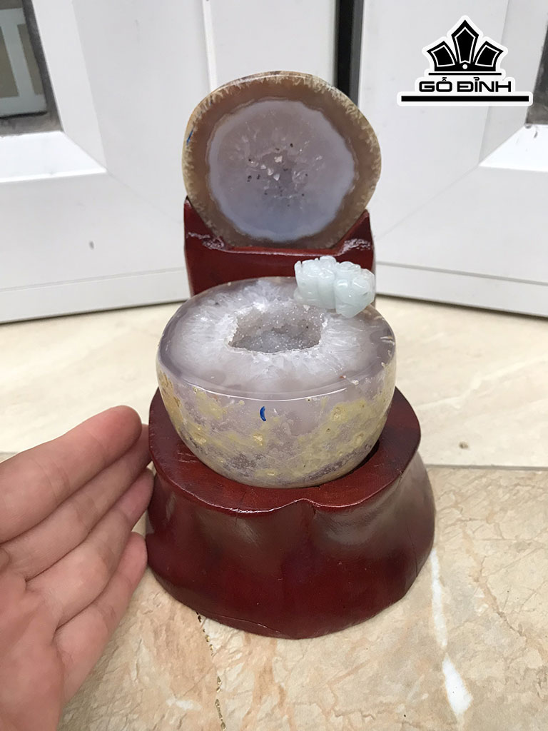 Bát Tụ Bảo Đá Cẩm Thạch (Jadeite) Cao 14,5 Đường Kính 7,5 (cm) 0.45kg
