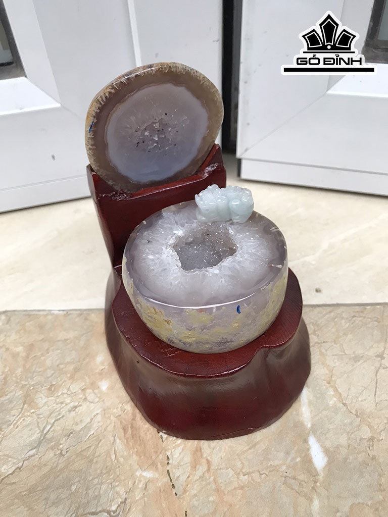 Bát Tụ Bảo Đá Cẩm Thạch (Jadeite) Cao 14,5 Đường Kính 7,5 (cm) 0.45kg