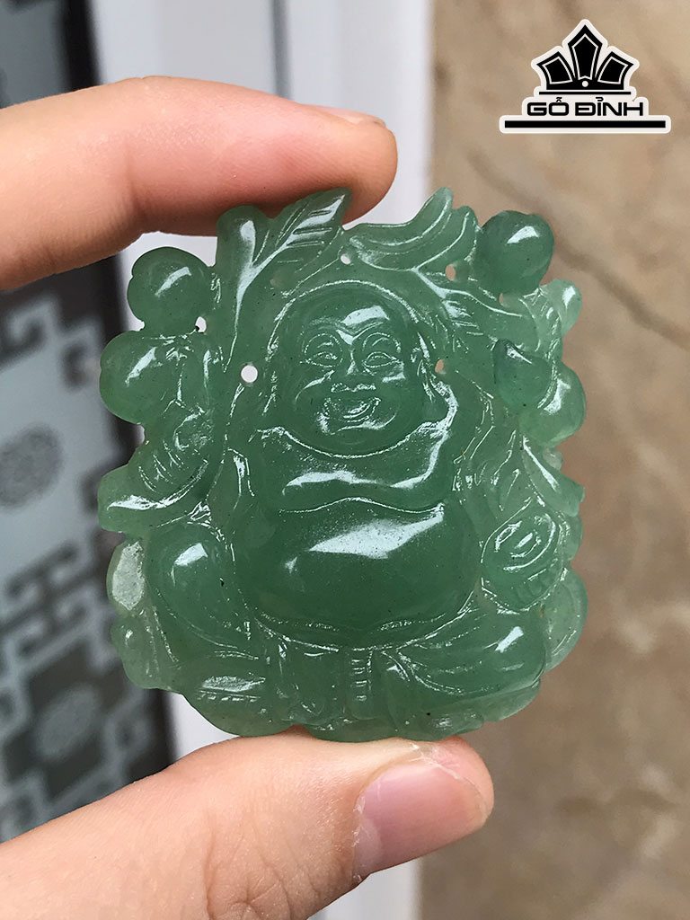 Mặt Dây Chuyền Đá Ngọc Bích (Nephrite Jade) Cao 39,8 Ngang 32,8 Sâu 7,8 (mm)