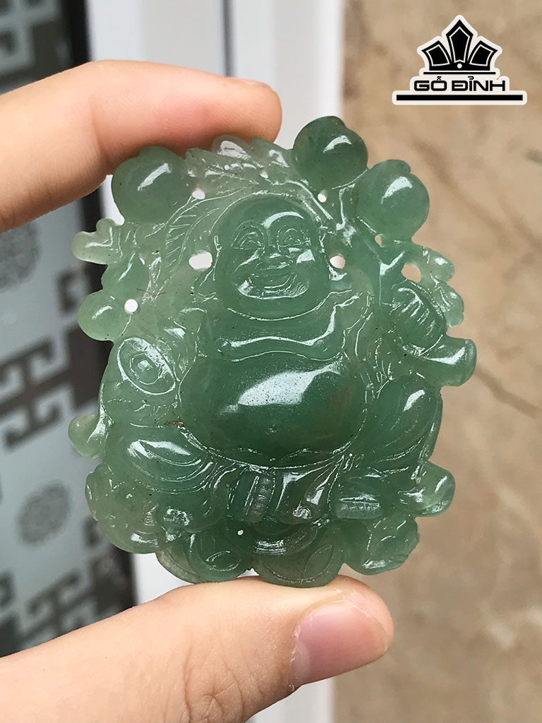 Mặt Dây Chuyền Đá Ngọc Bích (Nephrite Jade) Cao 39,8 Ngang 32,8 Sâu 7,8 (mm)