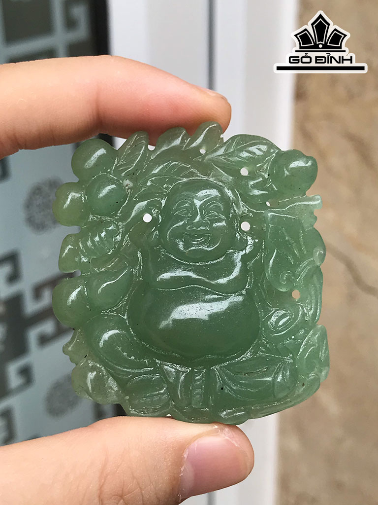 Mặt Dây Chuyền Đá Ngọc Bích (Nephrite Jade) Cao 39,8 Ngang 32,8 Sâu 7,8 (mm)