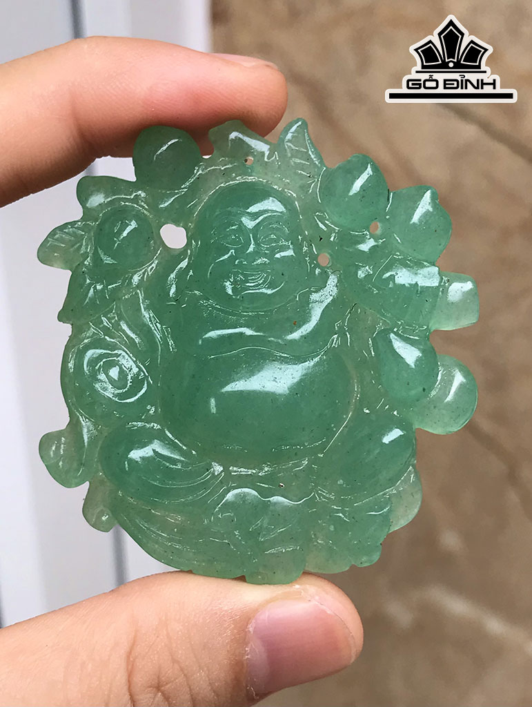 Mặt Dây Chuyền Đá Ngọc Bích (Nephrite Jade) Cao 39,8 Ngang 32,8 Sâu 7,8 (mm)