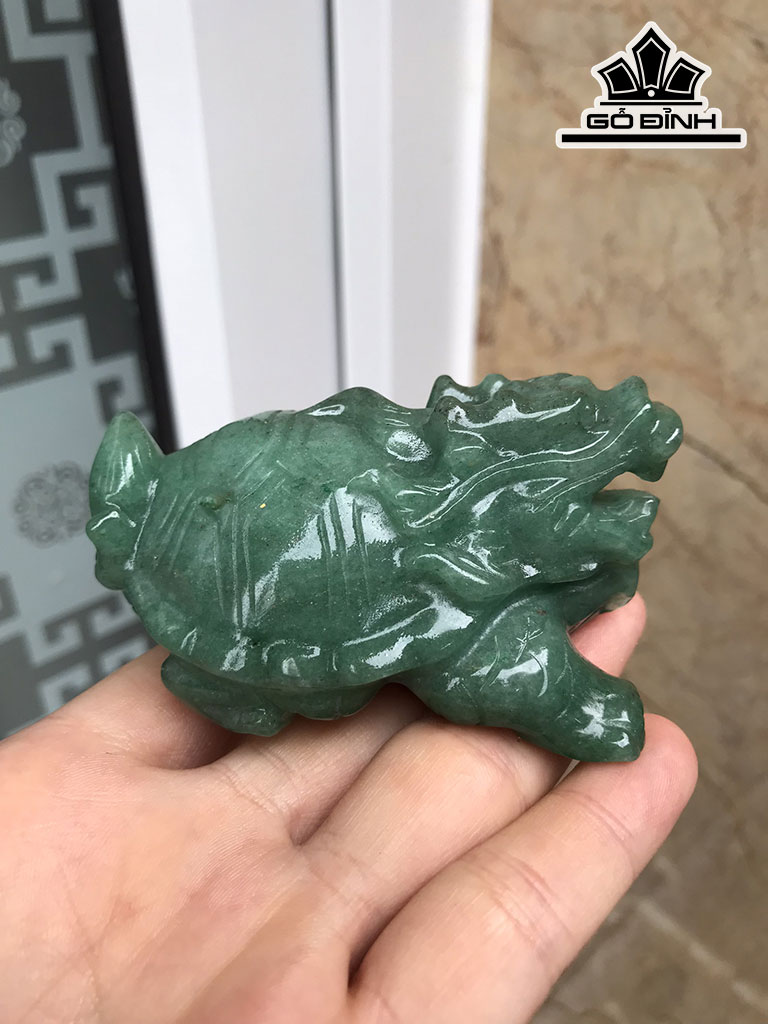 Tượng Long Quy Đá Thạch Anh Xanh Cao 8 Ngang 5 Sâu 5 (cm)