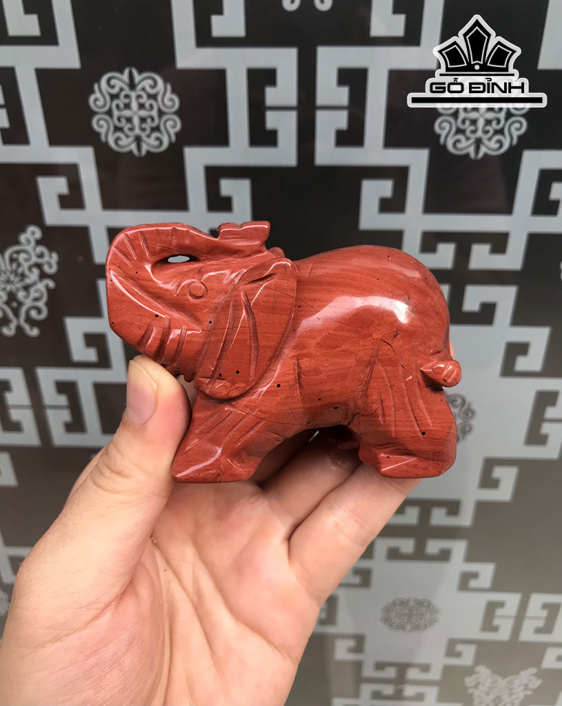 Tượng Voi Đá Ngọc Bích (Nephrite Jade) Cao 8 Ngang 5,5 Sâu 3,8 (cm)