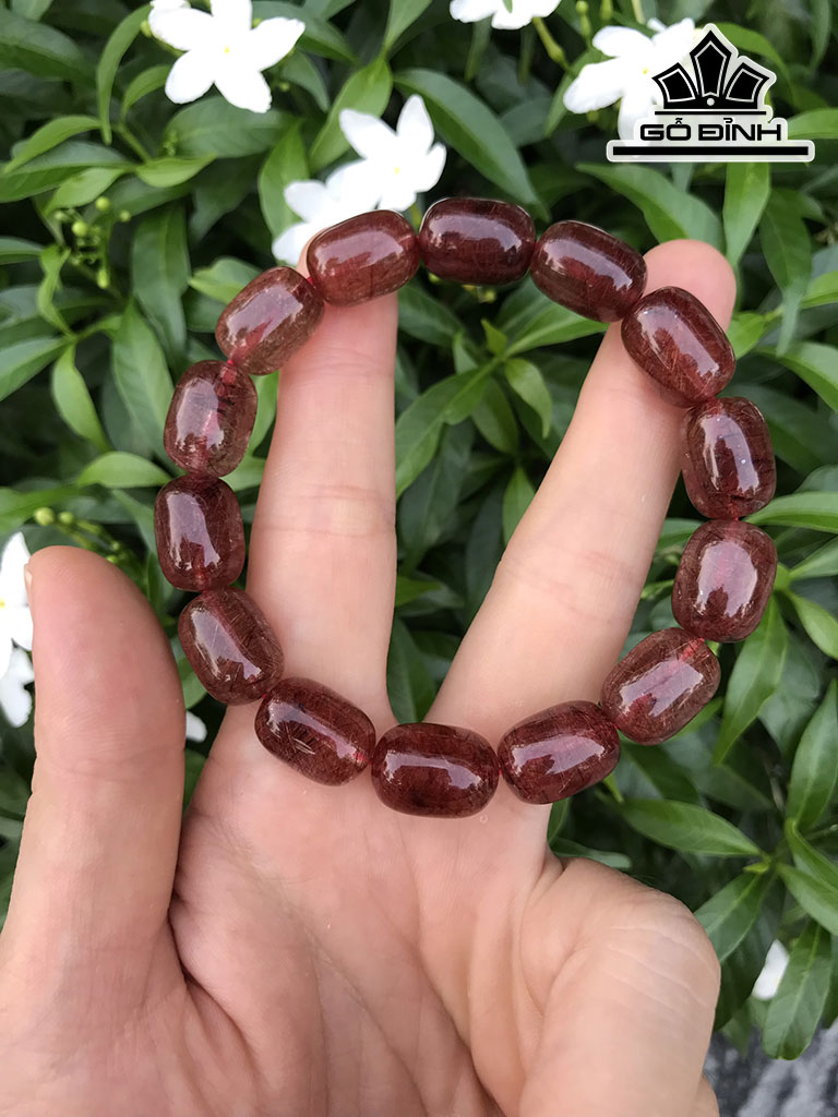 Vòng Tay Lu Thống Đá Thạch Anh Tóc Đỏ Đường Kính Hạt 8,2-13 (mm) 21.5-60gr
