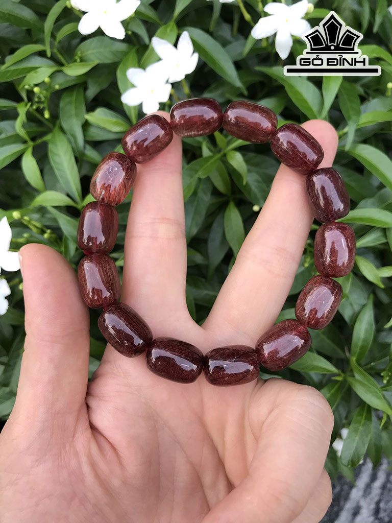 Vòng Tay Lu Thống Đá Thạch Anh Tóc Đỏ Đường Kính Hạt 8,2-13 (mm) 21.5-60gr