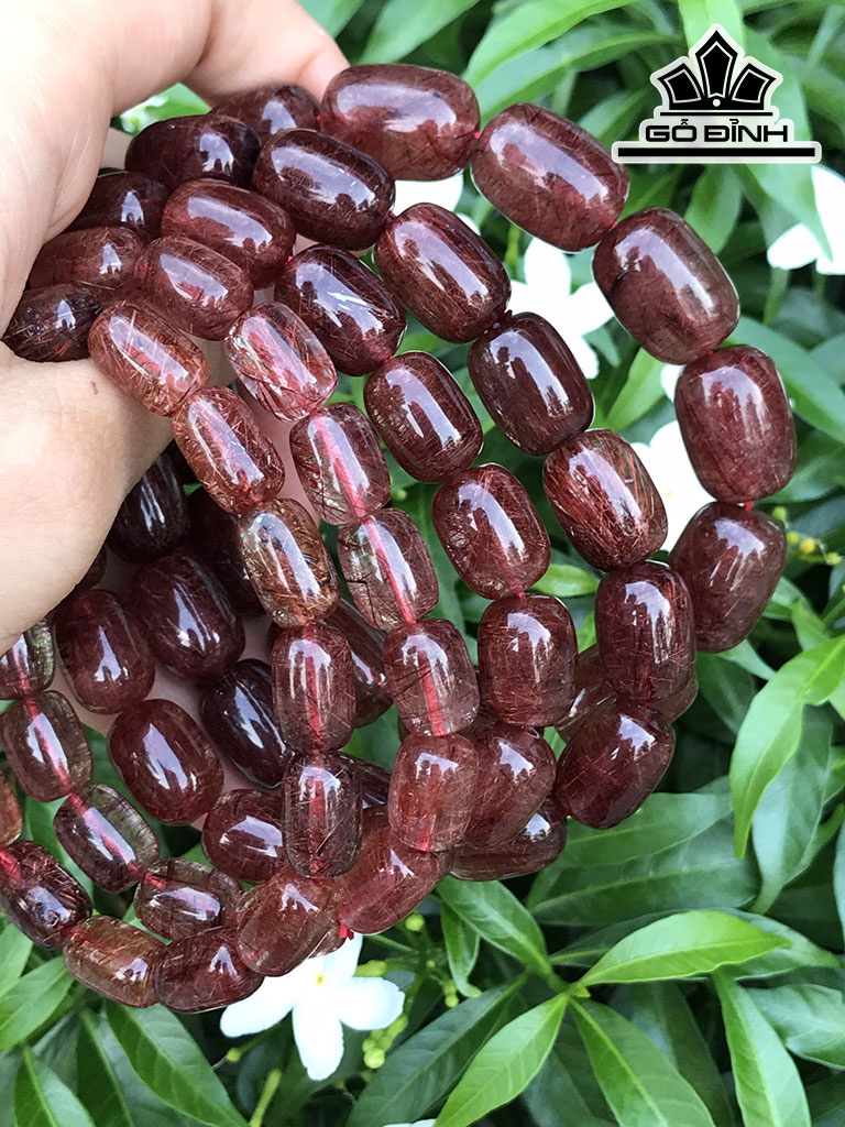 Vòng Tay Lu Thống Đá Thạch Anh Tóc Đỏ Đường Kính Hạt 8,2-13 (mm) 21.5-60gr