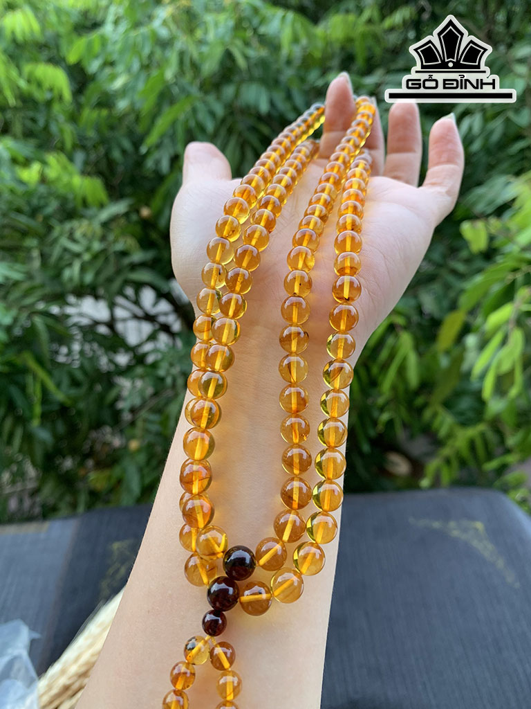 Chuỗi Đá Hổ Phách Đường Kính Hạt 7,7 (mm)