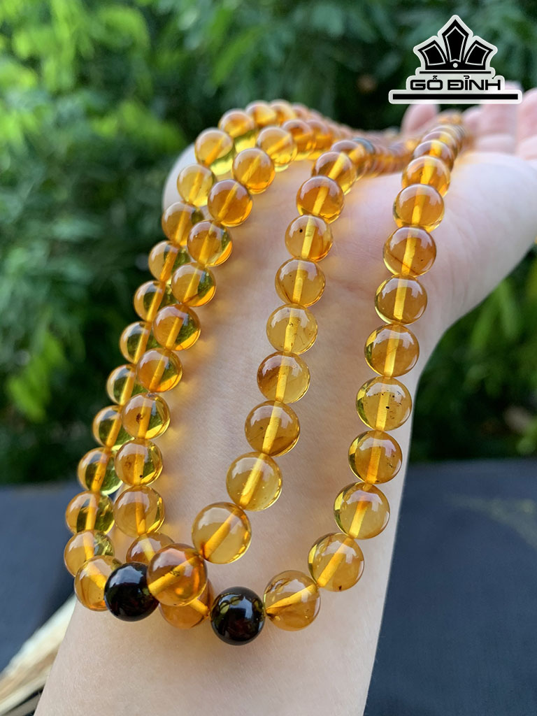 Chuỗi Đá Hổ Phách Đường Kính Hạt 7,7 (mm)