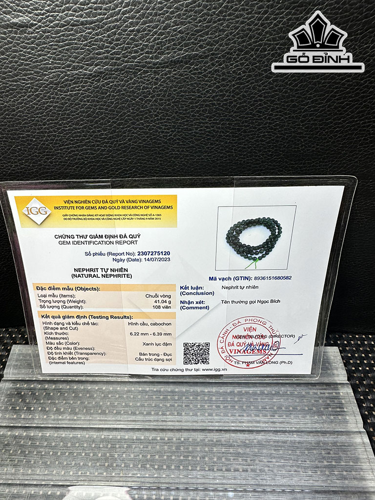 Chuỗi Đá Ngọc Bích (Nephrite Jade) Đường Kính Hạt 6 (mm)