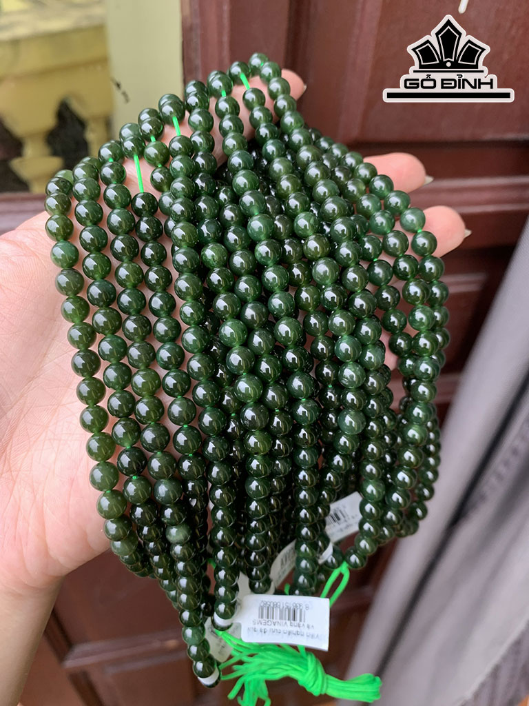 Chuỗi Đá Ngọc Bích (Nephrite Jade) Đường Kính Hạt 6 (mm)