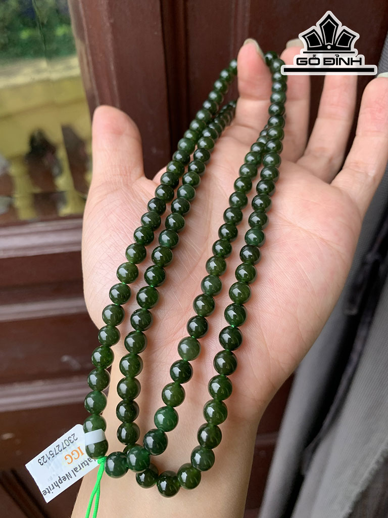 Chuỗi Đá Ngọc Bích (Nephrite Jade) Đường Kính Hạt 6 (mm)