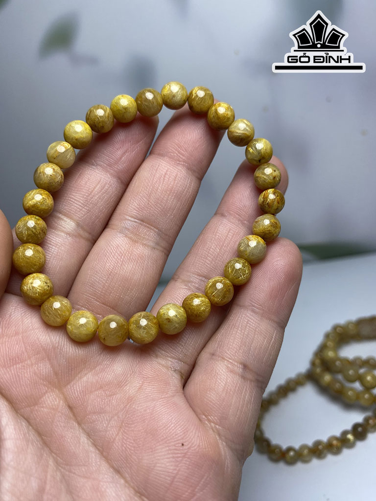 Vòng Tay Đá Thạch Anh Tóc Vàng Đường Kính Hạt 6 (mm)