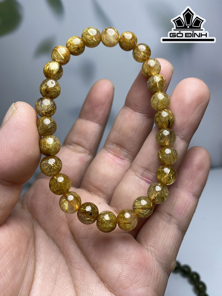 Vòng Tay Đá Thạch Anh Tóc Vàng Đường Kính Hạt 7 (mm)