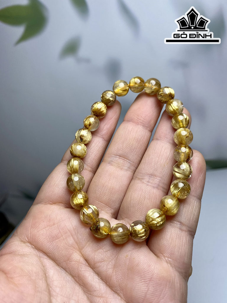 Vòng Tay Đá Thạch Anh Tóc Vàng Đường Kính Hạt 8 (mm)