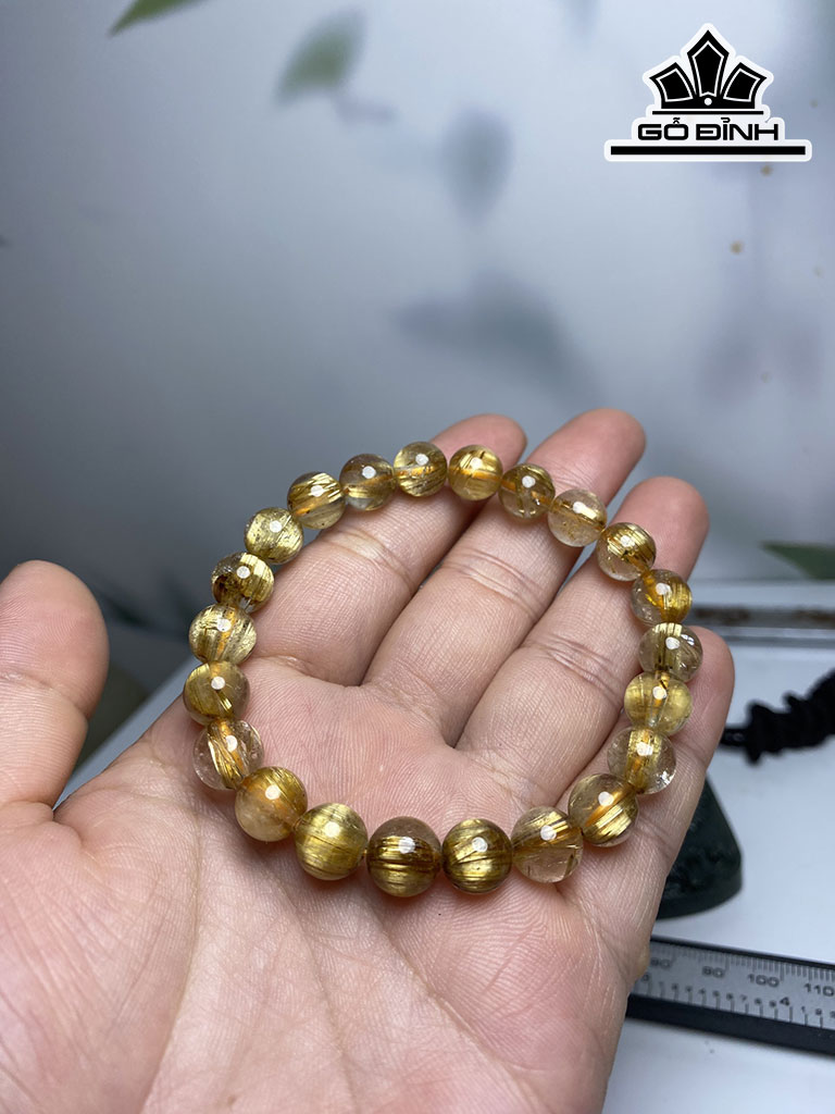 Vòng Tay Đá Thạch Anh Tóc Vàng Đường Kính Hạt 8,8 (mm)