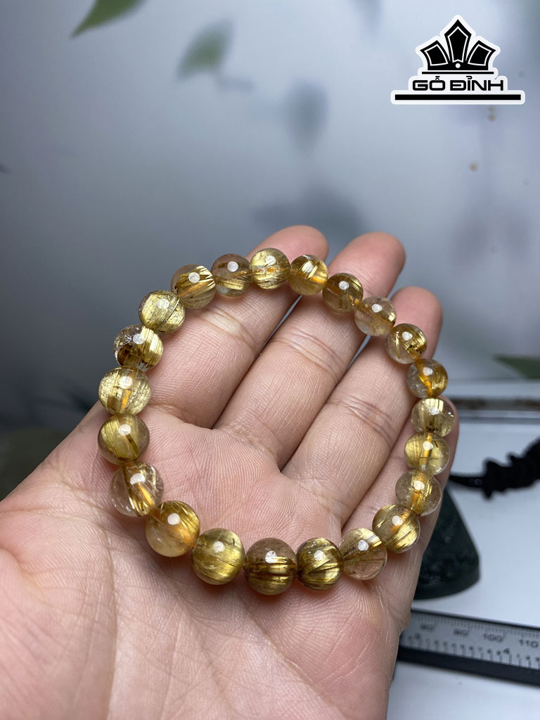 Vòng Tay Đá Thạch Anh Tóc Vàng Đường Kính Hạt 8,8 (mm)
