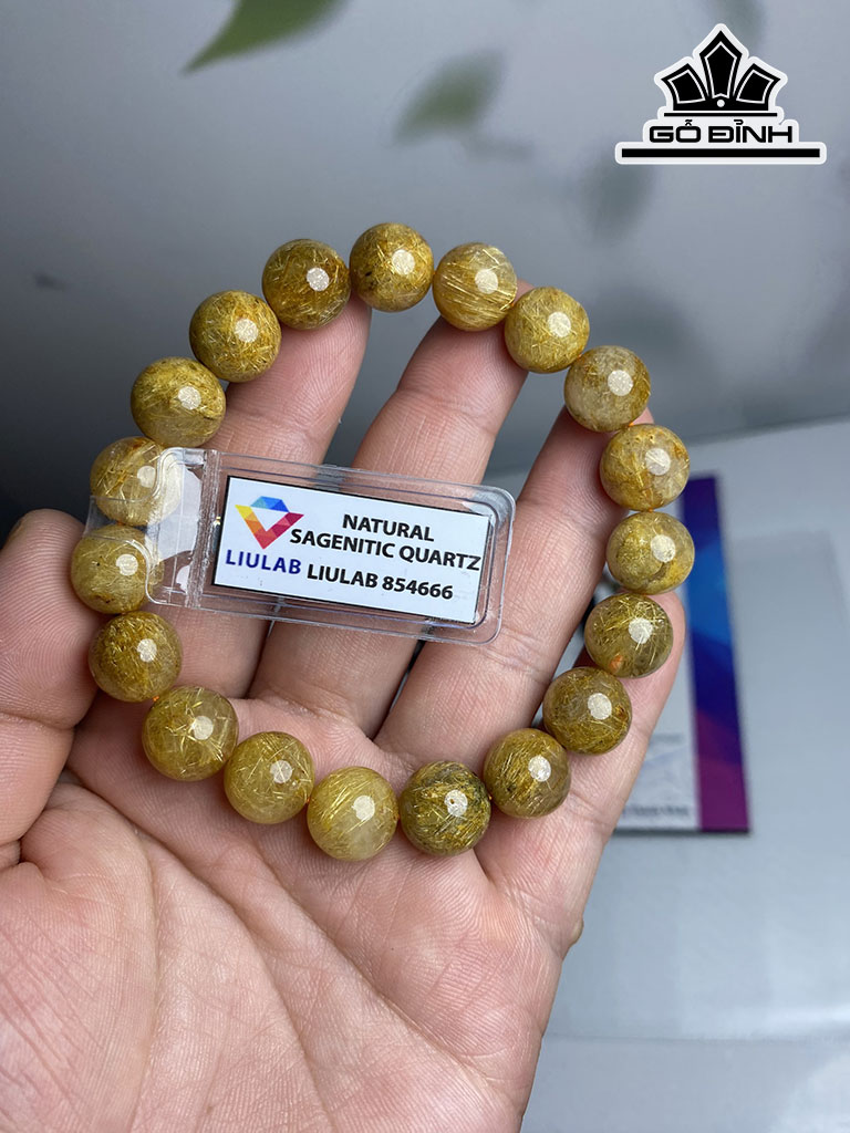 Vòng Tay Đá Thạch Anh Tóc Vàng Đường Kính Hạt 11 (mm)