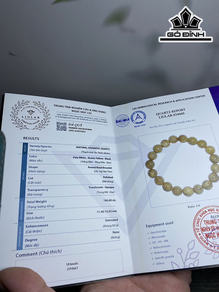 Vòng Tay Đá Thạch Anh Tóc Vàng Đường Kính Hạt 11 (mm)