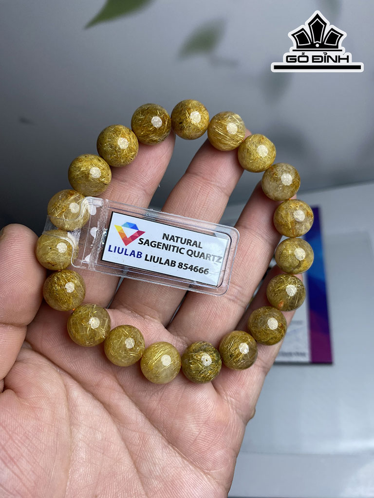 Vòng Tay Đá Thạch Anh Tóc Vàng Đường Kính Hạt 11 (mm)