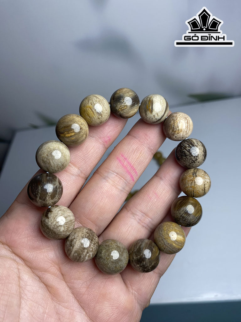 Vòng Tay Gỗ Hóa Thạch Đường Kính Hạt 13 (mm)