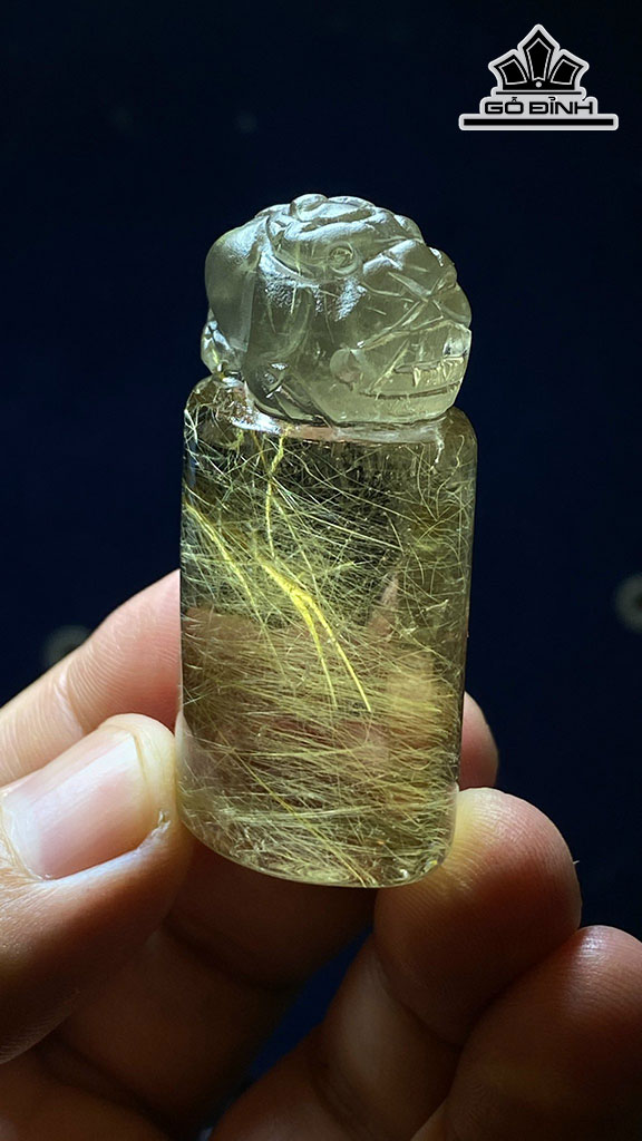 Ấn Tỳ Hưu Đá Thạch Anh Tóc Vàng Cao 48,6 Ngang 25 Sâu 18,8 (mm) 39,9gr