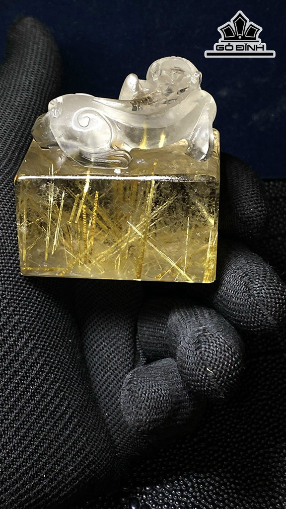 Ấn Tỳ Hưu Đá Thạch Anh Tóc Vàng Cao 50 Ngang 50 Sâu 41 (mm) 186,8gr