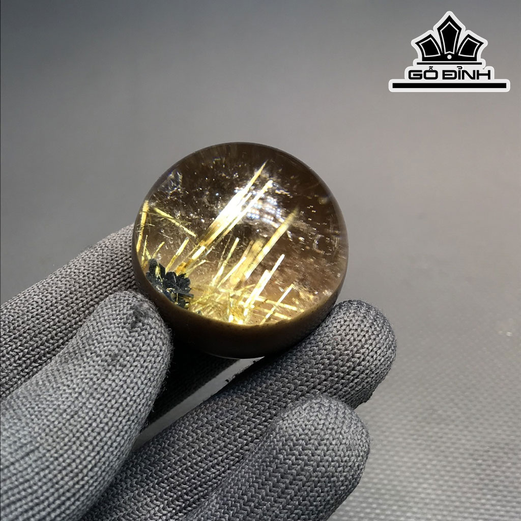 Bi Cầu Đá Thạch Anh Tóc Vàng Đường Kính 38,2 (mm) 70.3gr