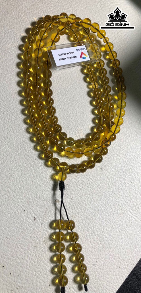 Chuỗi Đá Hổ Phách Đường Kính Hạt 7,7 (mm) 29gr