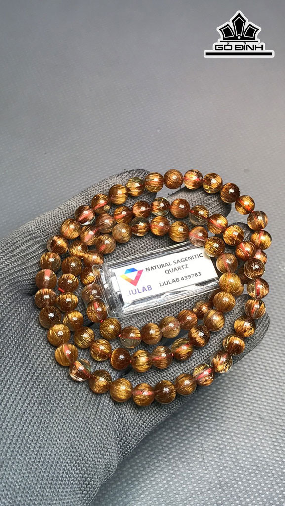 Chuỗi Đá Thạch Anh Tóc Nâu Đường Kính Hạt 6,9 (mm) 35.2gr
