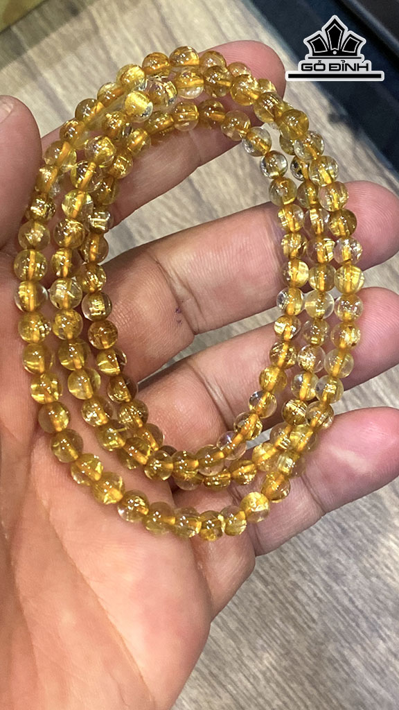 Chuỗi Đá Thạch Anh Tóc Vàng Đường Kính Hạt 5,2 (mm) 22.3gr