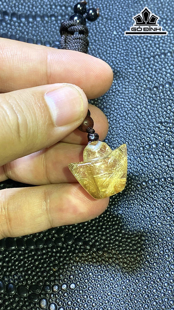 Mặt Dây Chuyền Đá Thạch Anh Tóc Vàng Cao 20 Ngang 21 Sâu 11,6 (mm) 8,8gr
