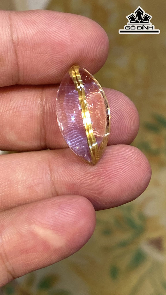 Mặt Dây Chuyền Đá Thạch Anh Tóc Vàng Cao 25 Ngang 13 Sâu 9 (mm) 4,2gr