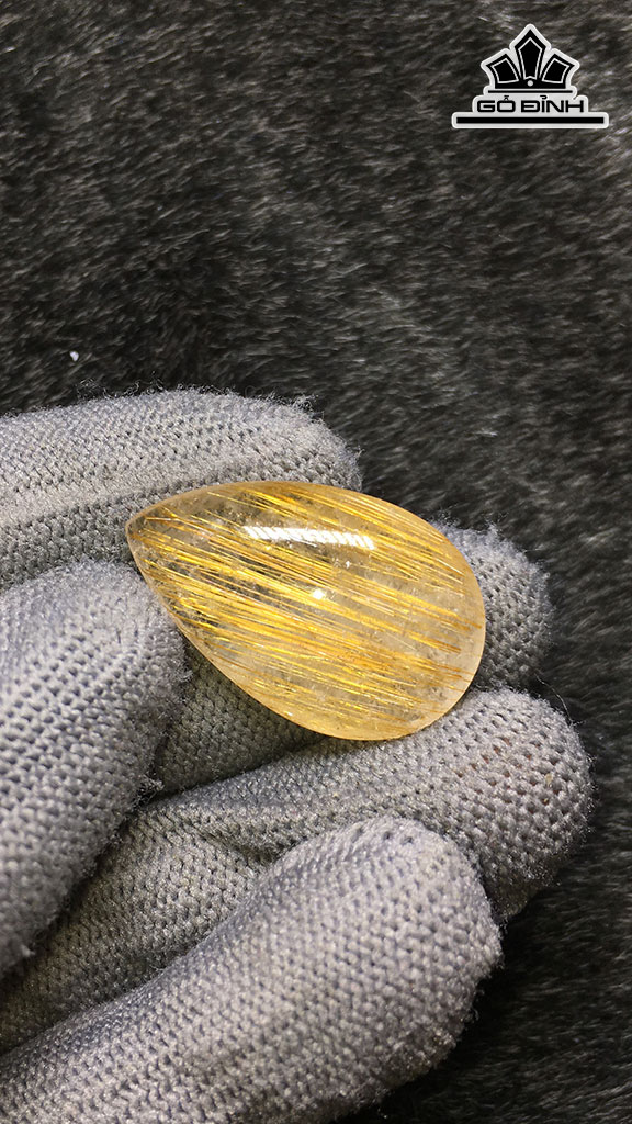 Mặt Dây Chuyền Đá Thạch Anh Tóc Vàng Cao 30 Ngang 18,8 Sâu 8,6 (mm) 6,6gr