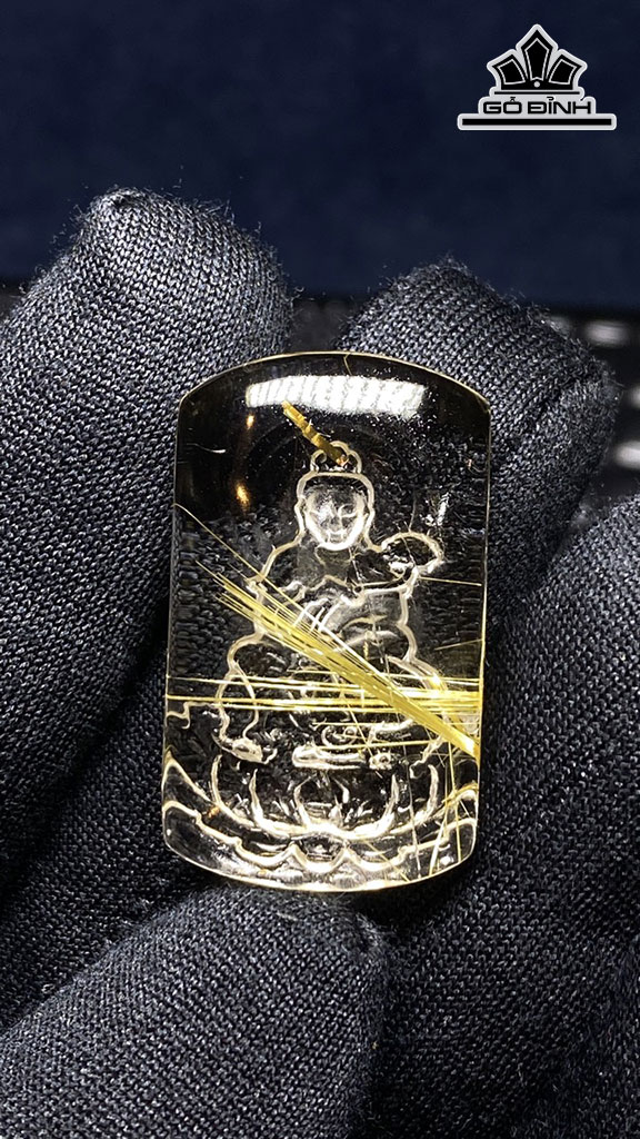 Mặt Dây Chuyền Đá Thạch Anh Tóc Vàng Cao 33,3 Ngang 19,5 Sâu 9 (mm) 9,7gr