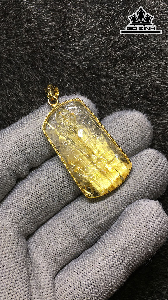 Mặt Dây Chuyền Đá Thạch Anh Tóc Vàng Cao 38,8 Ngang 22,2 Sâu 6,9 (mm) 12,2gr