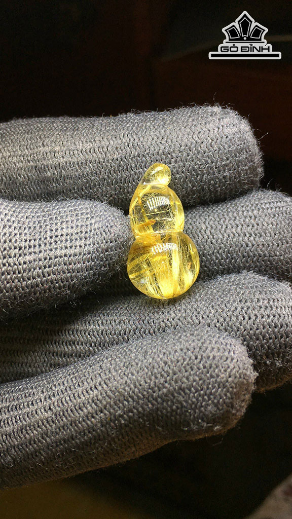 Mặt Dây Chuyền Hồ Lô Đá Thạch Anh Tóc Vàng Cao 23,4 Ngang 12,4 Sâu 11,4 (mm) 3,6gr