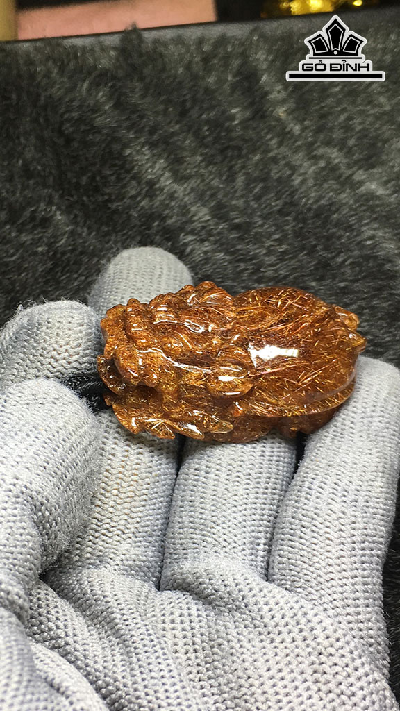Mặt Dây Chuyền Long Quy Đá Thạch Anh Tóc Đỏ Cao 44,4 Ngang 25,2 Sâu 19,8 (mm) 36,2gr