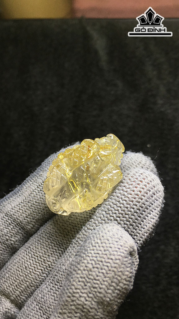 Mặt Dây Chuyền Long Quy Đá Thạch Anh Tóc Vàng Cao 31,4 Ngang 19,5, Sâu 17,3 (mm) 13,4gr