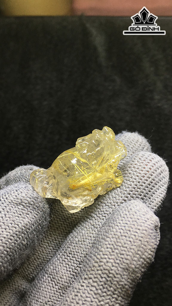 Mặt Dây Chuyền Long Quy Đá Thạch Anh Tóc Vàng Cao 31,4 Ngang 19,5, Sâu 17,3 (mm) 13,4gr